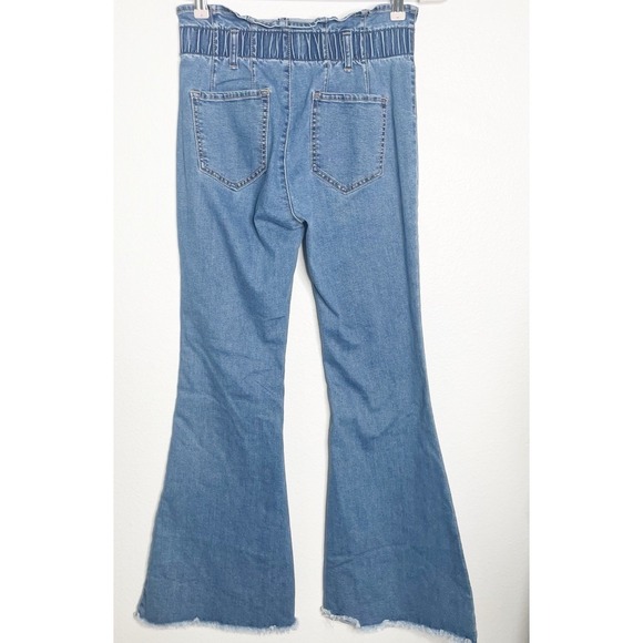 UNIQ BY LITZ High Rise Super Flare Bell Bottom High Waist Raw Hem Jeans 30 - Picture 2 of 4